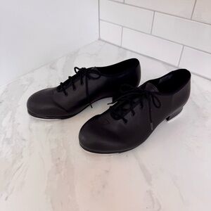 Dance Now Black Tap Dance Shoes Lace-Up Performance Shoes Size 7
